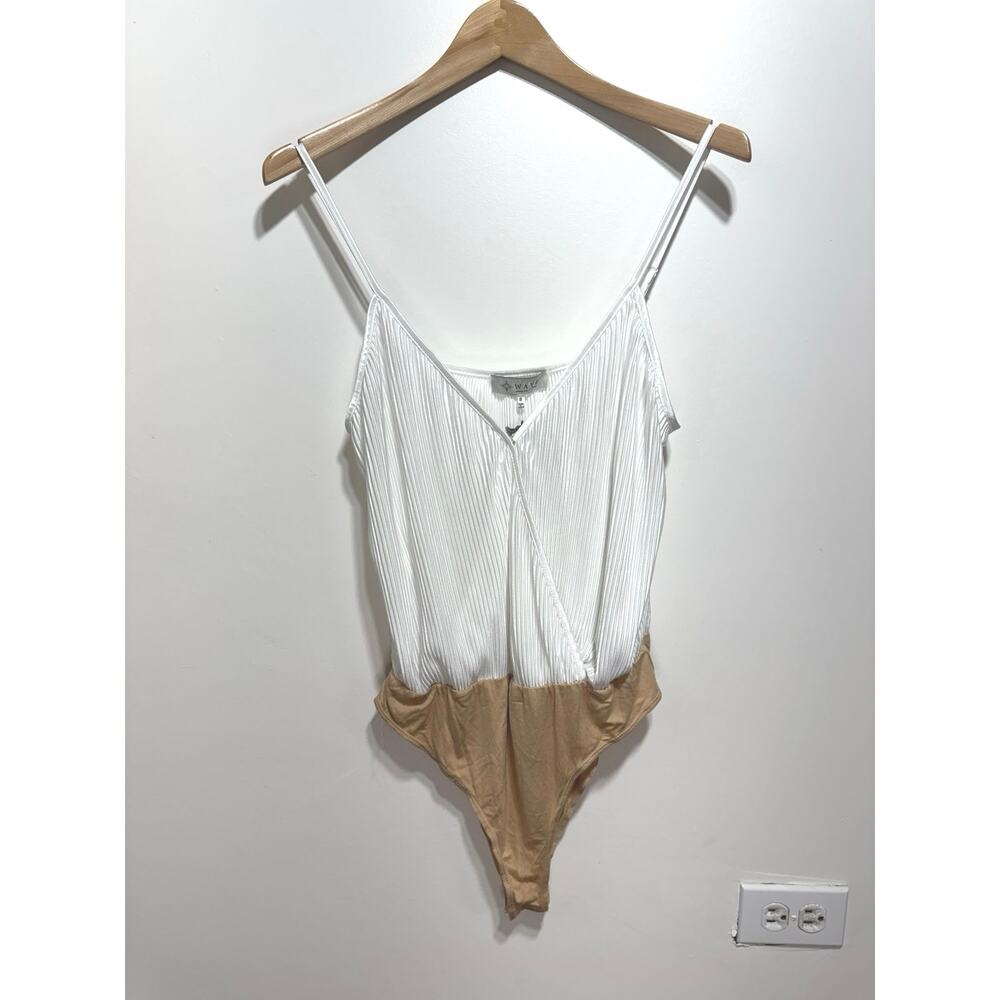 WAYF Nordstrom White Sleeveless Pleated Bodysuit Size S NWT